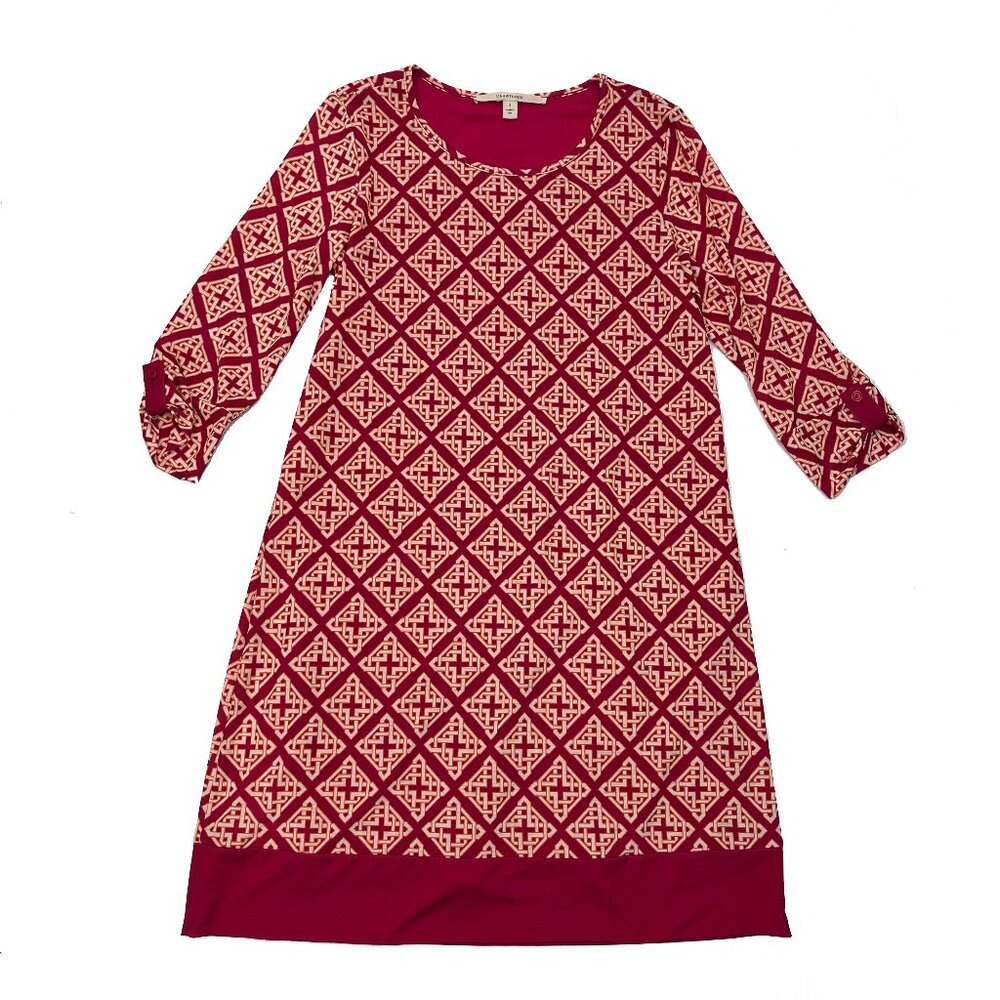 41 Hawthorn Raspberry Roll Tab Stretch Dress Womens S